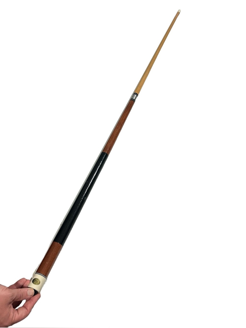 Vtg Unbranded 2 Piece Pool Cue Billiard Stick Brown Black Straight 18oz Bar Home